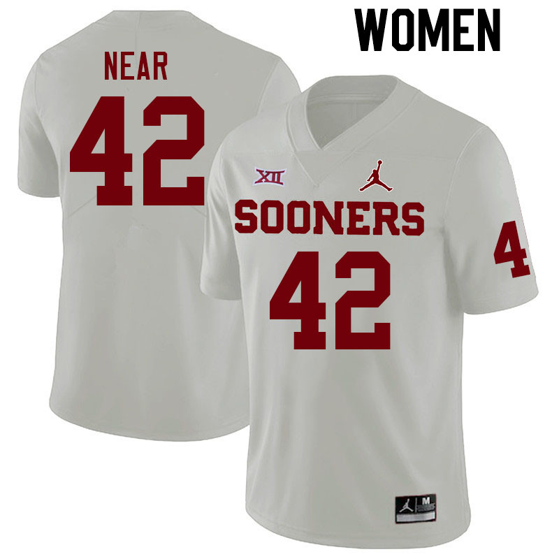 Women #42 Konnor Near Oklahoma Sooners College Football Jerseys Stitched Sale-White - Click Image to Close